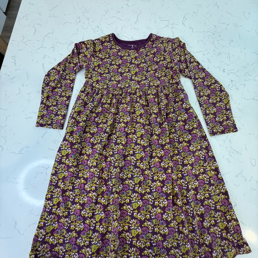 Lands' End Purple Long Sleeve Casual Sundress